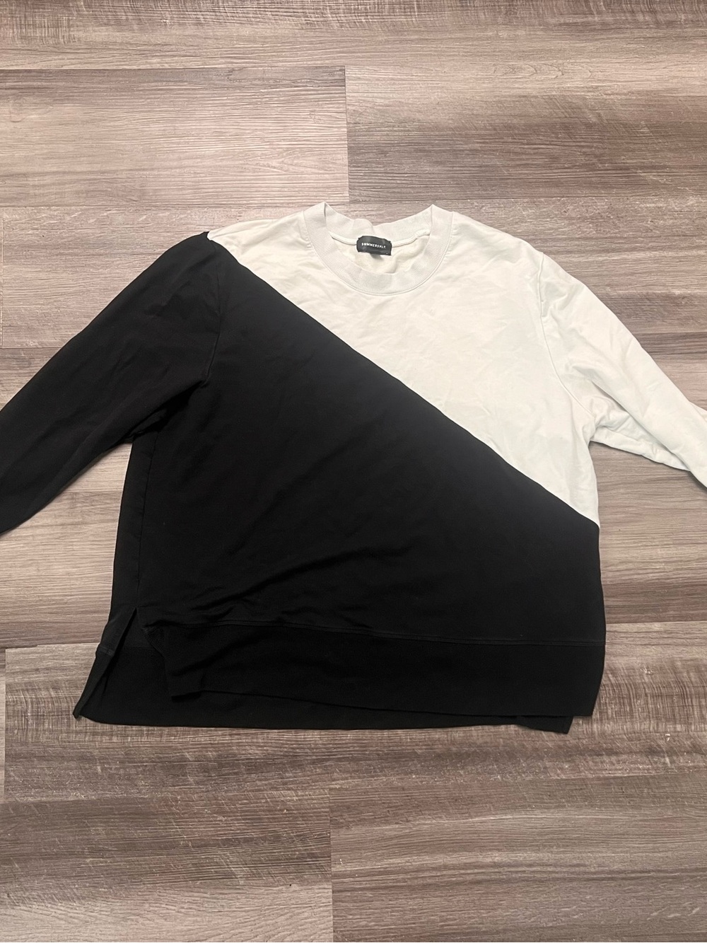 summersalt Black & White Diagonal Colorblock Crewneck Sweatshirt